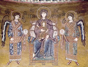 The Virgin and Child Enthroned Between Two Angels, from the Apse (mosaic)